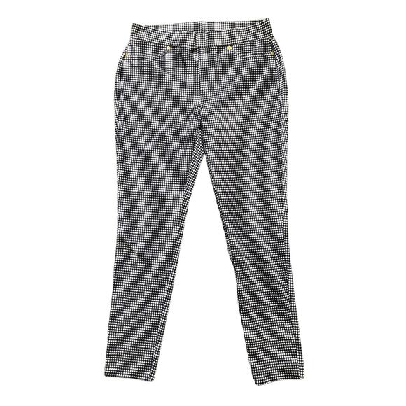 Michael Kors Womens Navy/White Checkered Skinny Pull-On High-Rise Pants | Size L - Picture 1 of 10